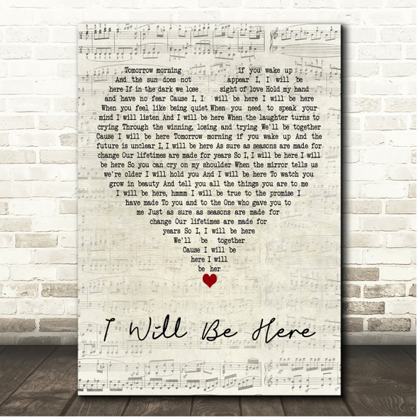 Steven Curtis Chapman I Will Be Here Script Heart Song Lyric Print