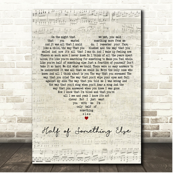 The Airborne Toxic Event Half of Something Else Script Heart Song Lyric Print