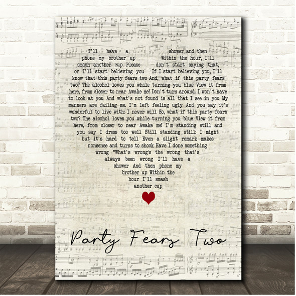 The Associates Party Fears Two Script Heart Song Lyric Print