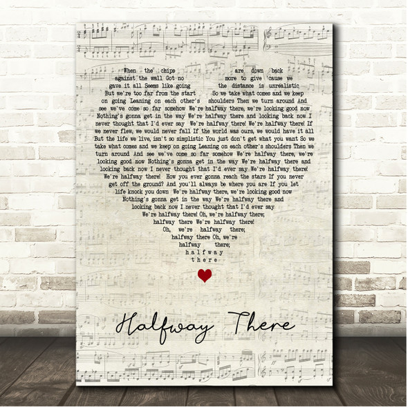 Big Time Rush Halfway There Script Heart Song Lyric Print