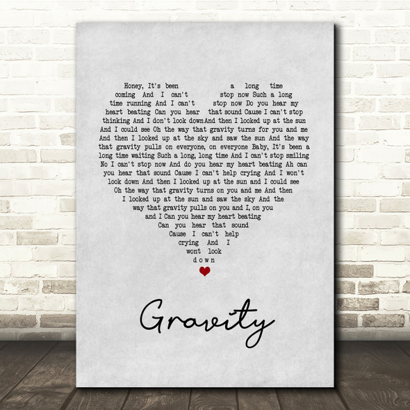 Embrace Gravity Grey Heart Song Lyric Quote Print