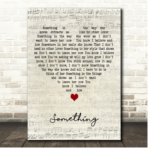 The Beatles Something Script Heart Song Lyric Print