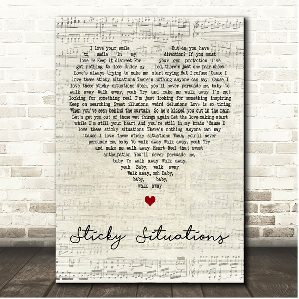 The Darkness Sticky Situations Script Heart Song Lyric Print