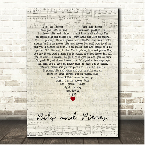 The Dave Clark Five Bits and Pieces Script Heart Song Lyric Print