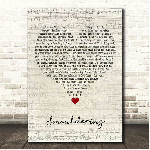 The Temperance Movement Smouldering Script Heart Song Lyric Print