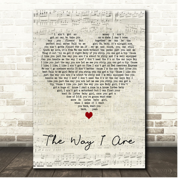 Timbaland The Way I Are Script Heart Song Lyric Print