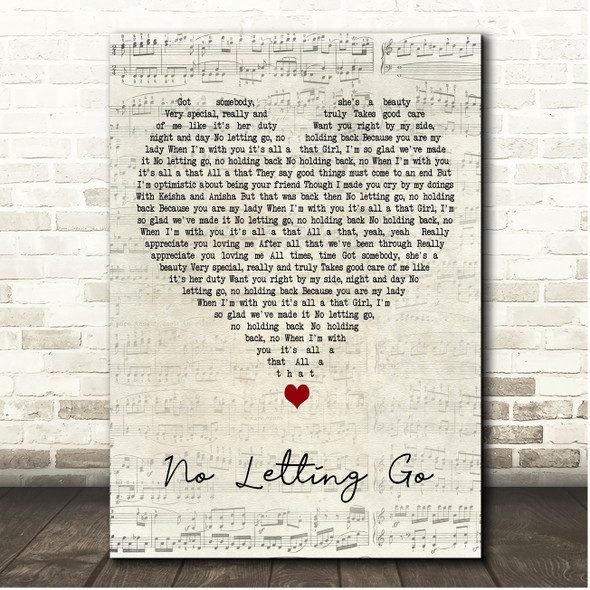 Wayne Wonder No Letting Go Script Heart Song Lyric Print