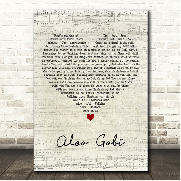 Weezer Aloo Gobi Script Heart Song Lyric Print