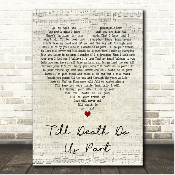 White Lion Till Death Do Us Part Script Heart Song Lyric Print