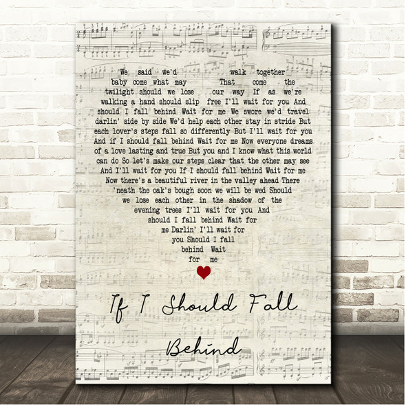 Bruce Springsteen If I Should Fall Behind Script Heart Song Lyric Print