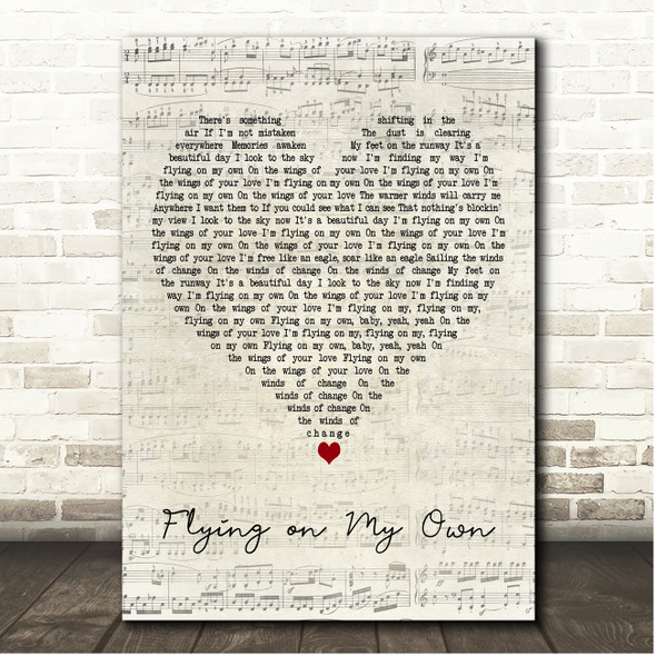 Céline Dion Flying on My Own Script Heart Song Lyric Print