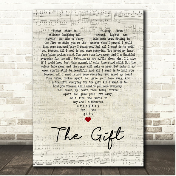 Collin Raye The Gift Script Heart Song Lyric Print