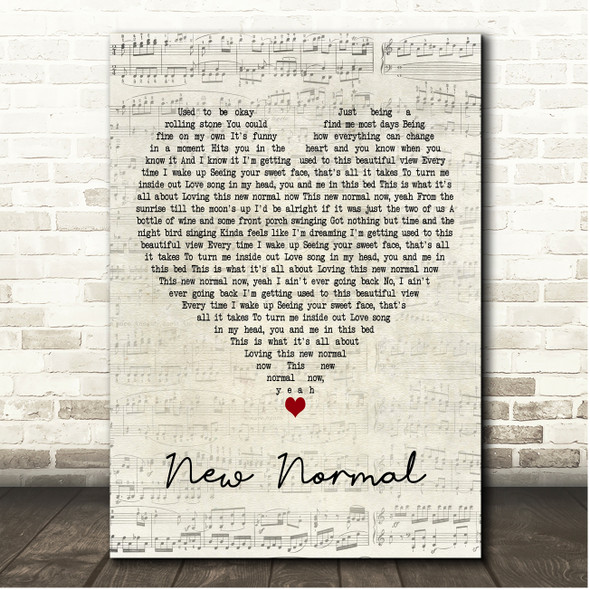 Cooper Alan New Normal Script Heart Song Lyric Print
