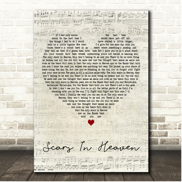 Counting Crows Scars In Heaven Script Heart Song Lyric Print