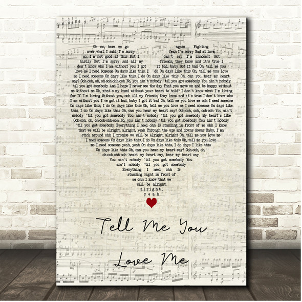 Demi Lovato Tell Me You Love Me Script Heart Song Lyric Print