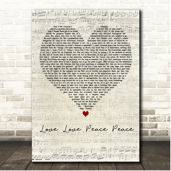 Edward af Sillén Love Love Peace Peace Script Heart Song Lyric Print