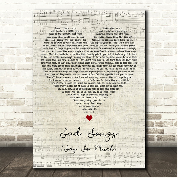 Elton John Sad Songs (Say So Much) Script Heart Song Lyric Print