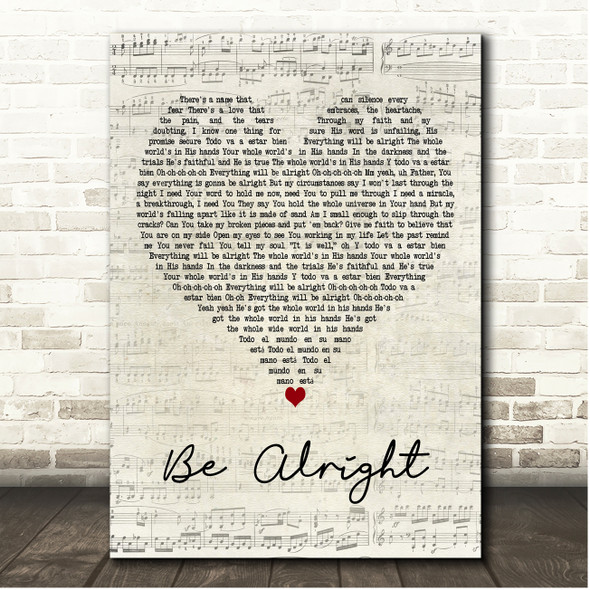 Evan Craft & Danny Gokey Be Alright (Radio Edit) Script Heart Song Lyric Print