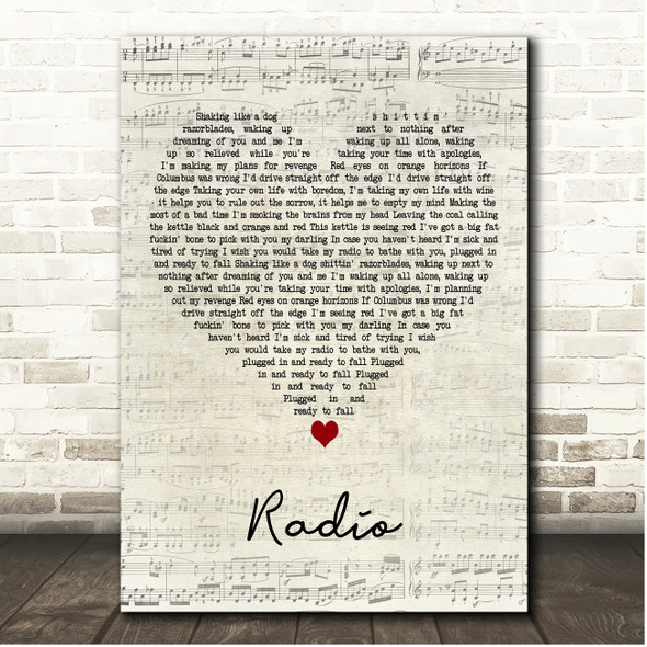 Alkaline Trio Radio Script Heart Song Lyric Print