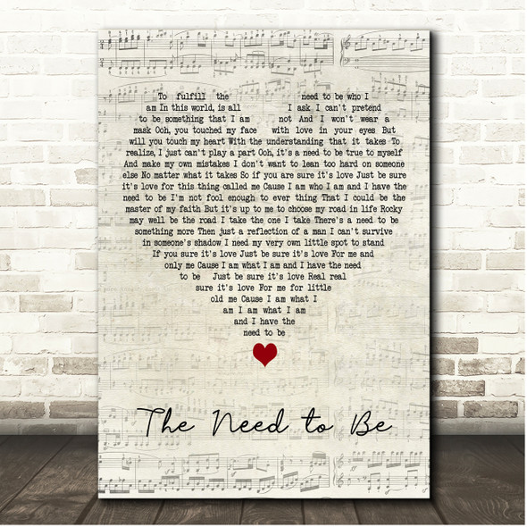 Gladys Knight & The Pips The Need to Be Script Heart Song Lyric Print