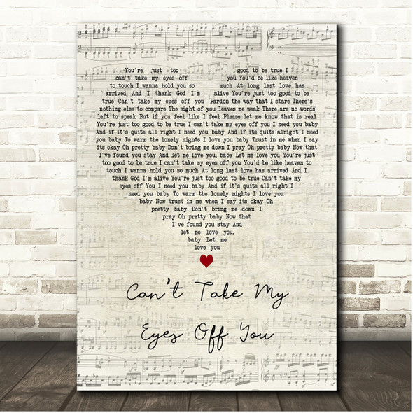 Gloria Gaynor Cant Take My Eyes Off You Script Heart Song Lyric Print