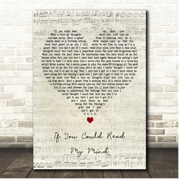 Gordon Lightfoot If You Could Read My Mind Script Heart Song Lyric Print