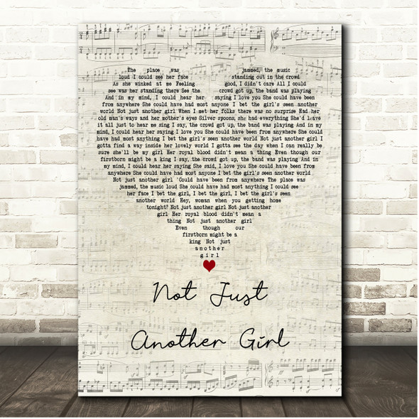 Ivan Neville Not Just Another Girl Script Heart Song Lyric Print