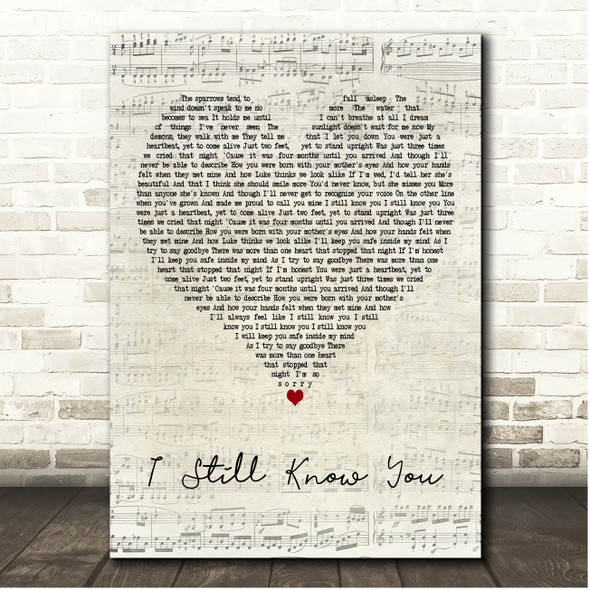 Jacob Lee I Still Know You Script Heart Song Lyric Print