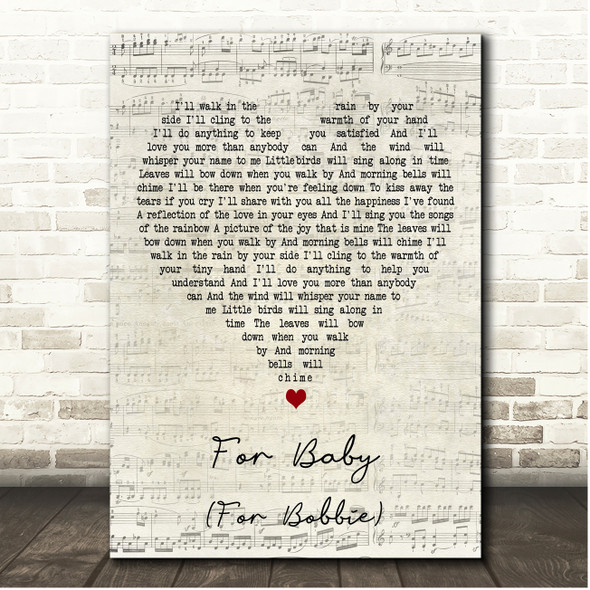 John Denver For Baby (For Bobbie) Script Heart Song Lyric Print