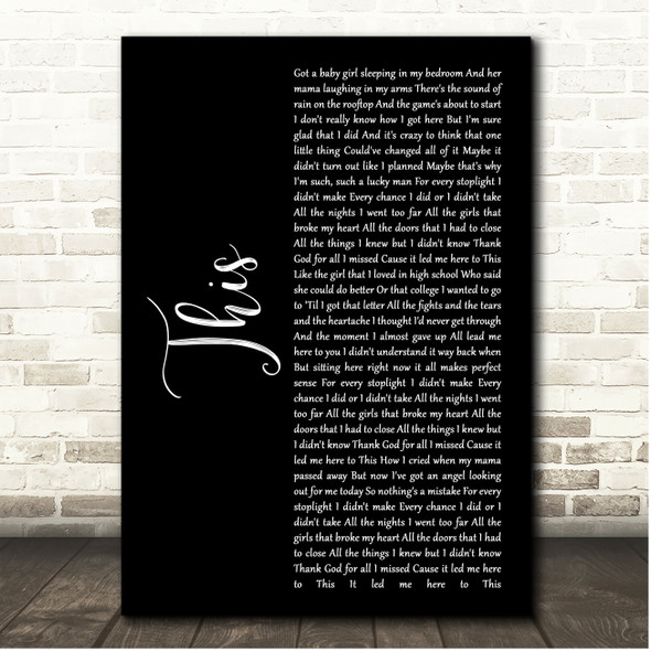 Darius Rucker This Black Script Song Lyric Print