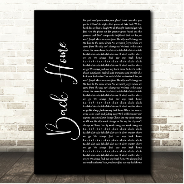 Andy Grammer Back Home Black Script Song Lyric Print