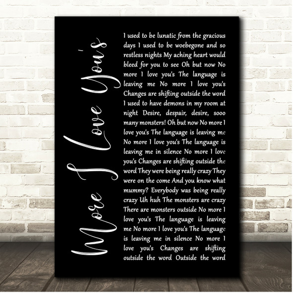 Annie Lennox No More I Love You's Black Script Song Lyric Print