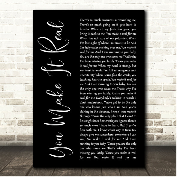 James Morrison You Make It Real Black Script Song Lyric Print