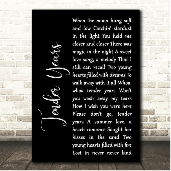 John Cafferty Tender Years Black Script Song Lyric Print