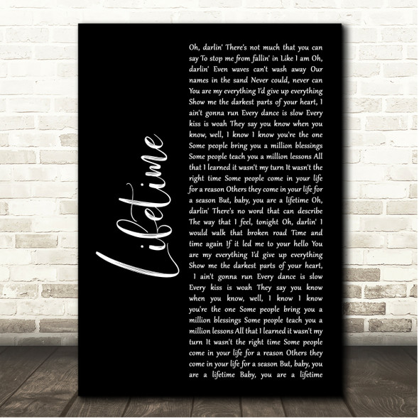 Justin Bieber Lifetime Black Script Song Lyric Print