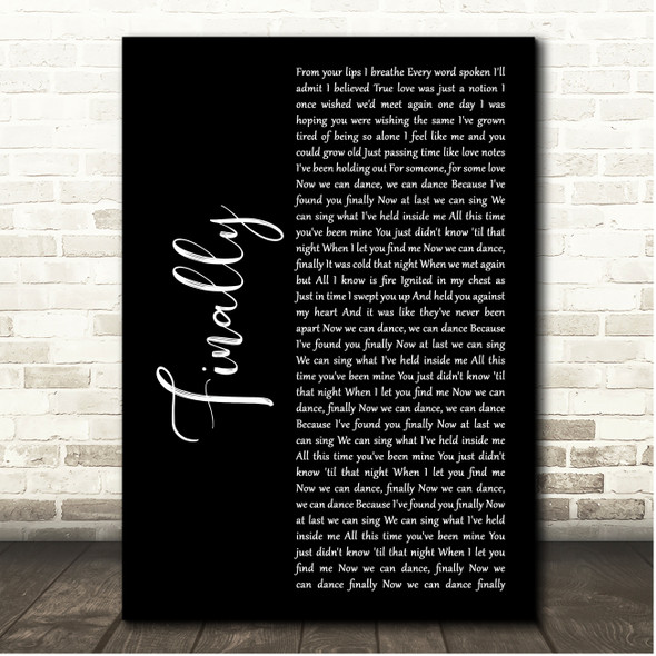 Niykee Heaton Finally Black Script Song Lyric Print