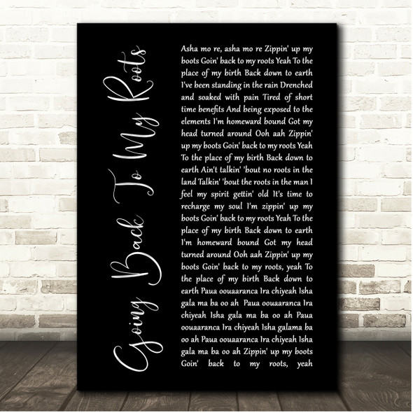 Odyssey Going Back To My Roots Black Script Song Lyric Print