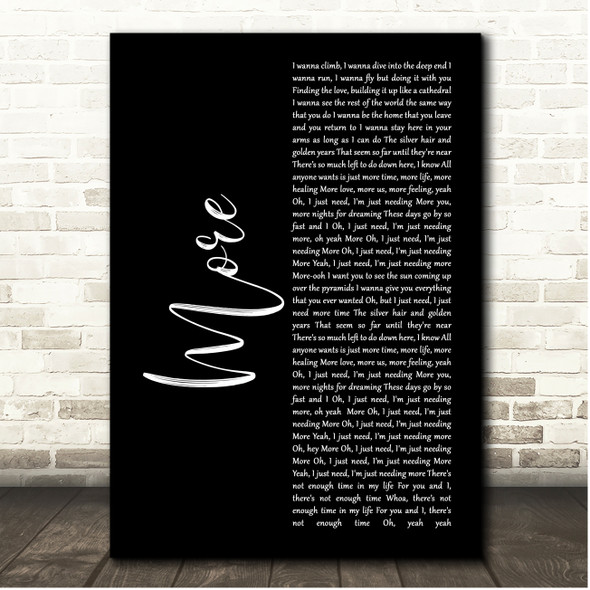 Sam Ryder More Black Script Song Lyric Print