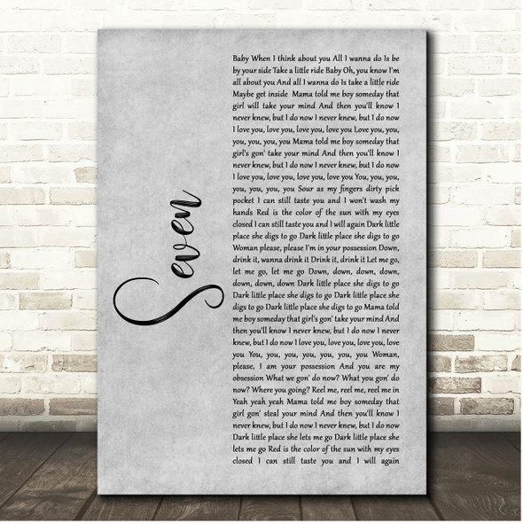 Dave Matthews Band Seven Grey Rustic Script Song Lyric Print