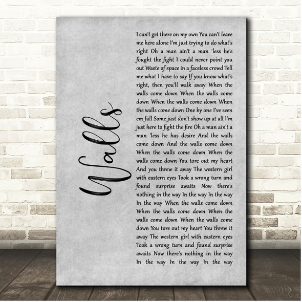 Kings Of Leon Walls Grey Rustic Script Song Lyric Print