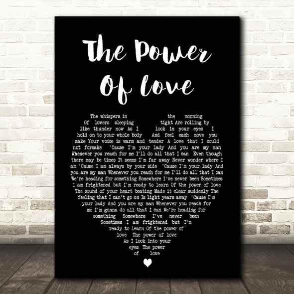 Celine Dione The Power Of Love Black Heart Song Lyric Quote Print