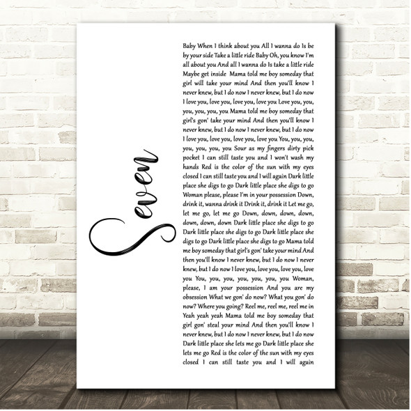 Dave Matthews Band Seven White Script Song Lyric Print