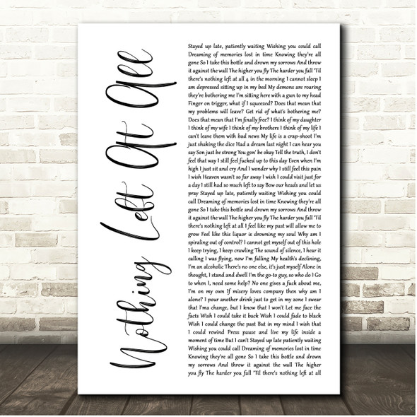 Jelly Roll Nothing Left At All White Script Song Lyric Print