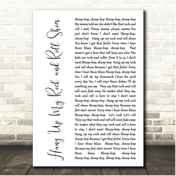 John Cafferty Hang Up My Rock and Roll Shoes White Script Song Lyric Print