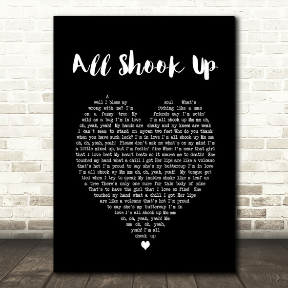 Elvis Presley All Shook Up Black Heart Song Lyric Quote Print
