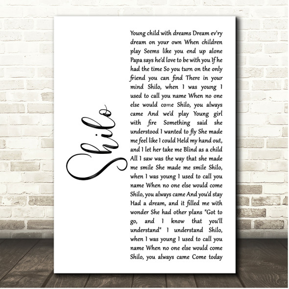 Neil Diamond Shilo White Script Song Lyric Print