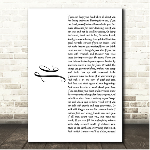 Rudyard Kipling If White Script Song Lyric Print