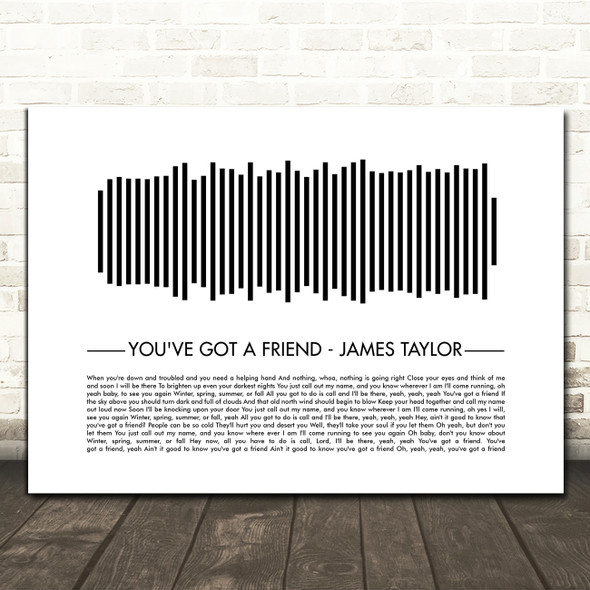 James Taylor You've Got A Friend Sound Wave Minimal Song Lyric Print