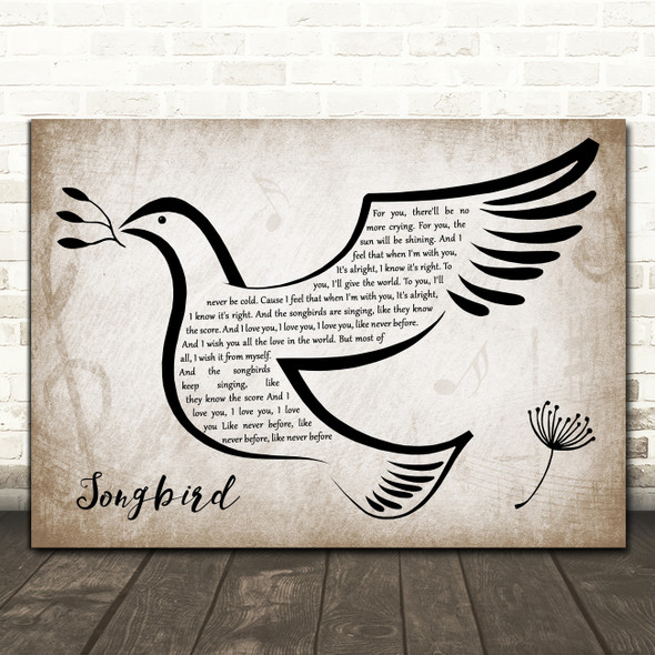 Fleetwood Mac Songbird Vintage Dove Bird Song Lyric Print