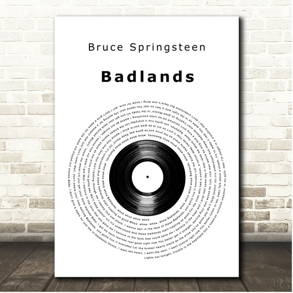 Bruce Springsteen Badlands Vinyl Record Song Lyric Print